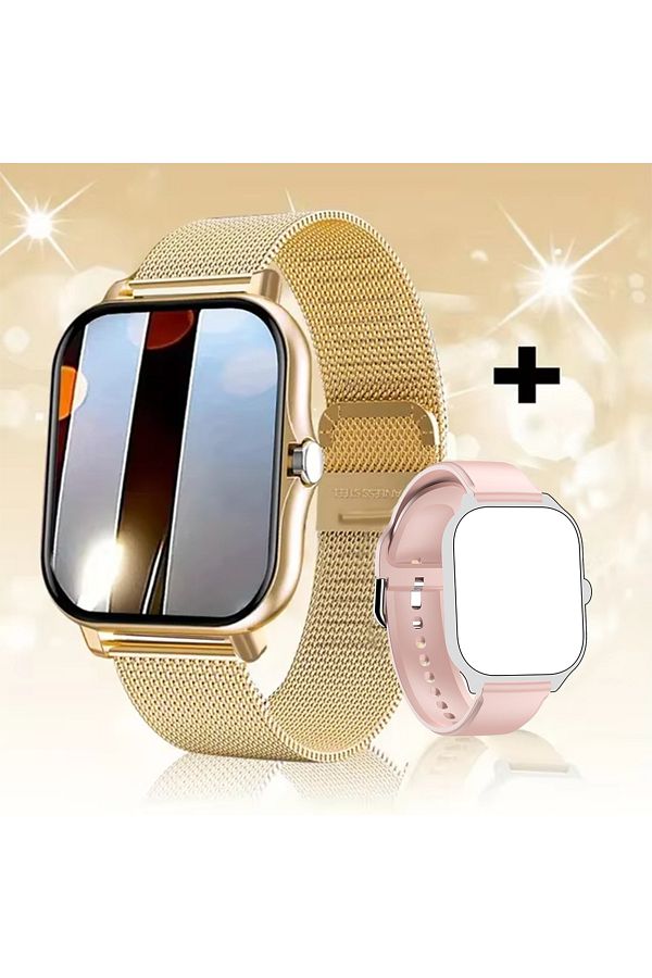 LAXASFIT-Golden Mesh Belt New Smartwatch Android Phone Color Screen Full Touch Custom Dial Smartwatch Women's 1