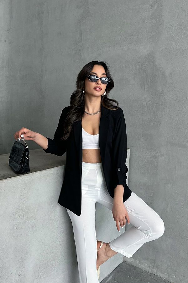 MD trend-Women's Sleeve Fold Lined Blazer Jacket 1