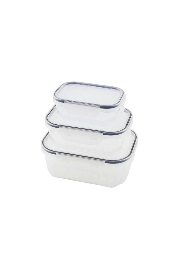 OEM-3Pcs Quick Leakproof Storage Container Set Transparent Container - Misty-Sealing Lid 500-1000-1700ml (4172) 1