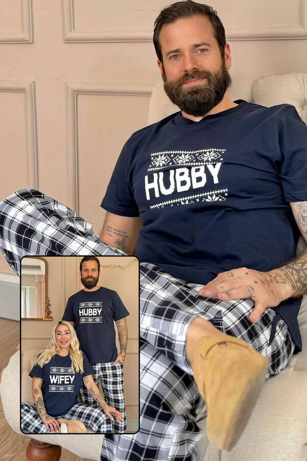 Pijamaevi-Navy Blue Hubby κοντομάνικο Dear Family Πιτζάμες Ανδρικό Σετ 1