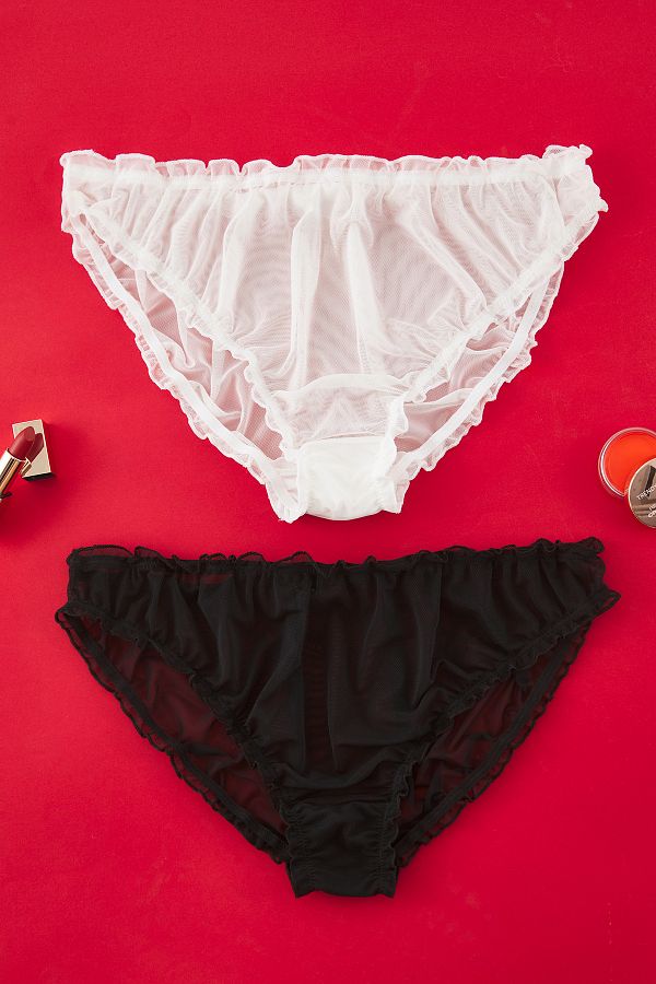 Trendyol Curve-Schwarz-Ecru 2er-Pack elastische Tüll-Slips in Übergröße TBBSS25CM00002 1