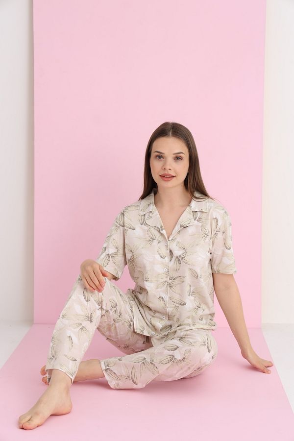 ELİTOL-Combed Buttoned Pajama Set 1