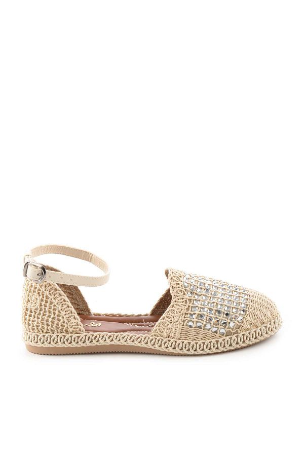 Bambi-Weiße gestrickte Damen-Espadrille – Skin K 01823170716 1