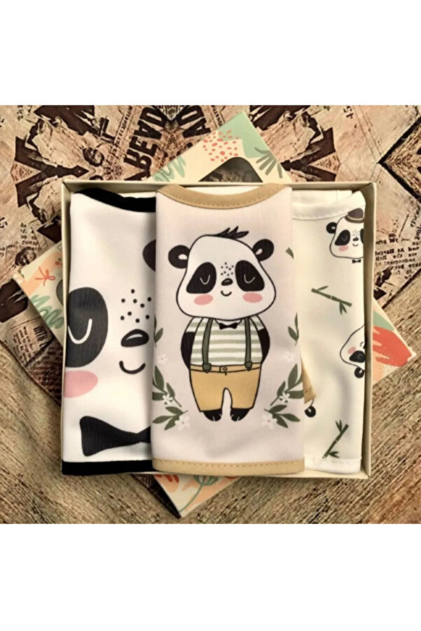 babyist Sevimli Panda Temalı 3'lü Bebek Mama Önlüğü Seti