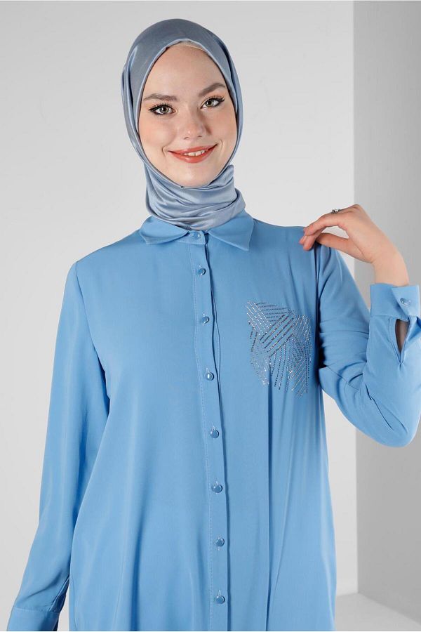 Alvina-STONE PRINTED BUTTONED LONG TUNIC 43522 1