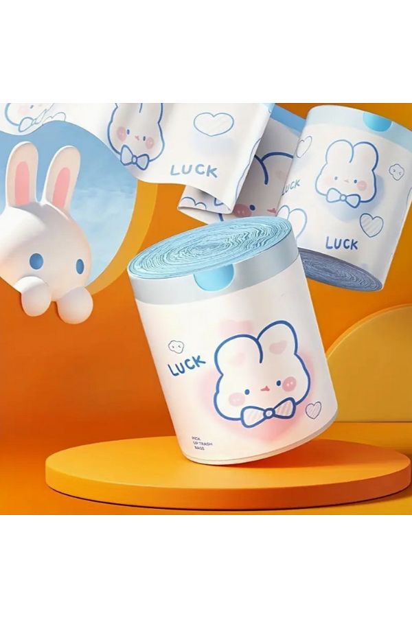 Choice-100pcs 100PCS 100pcs Of Blue Heart Rabbit Drawstring Garbage Bag Durable and Leak Proof Suitable for 1