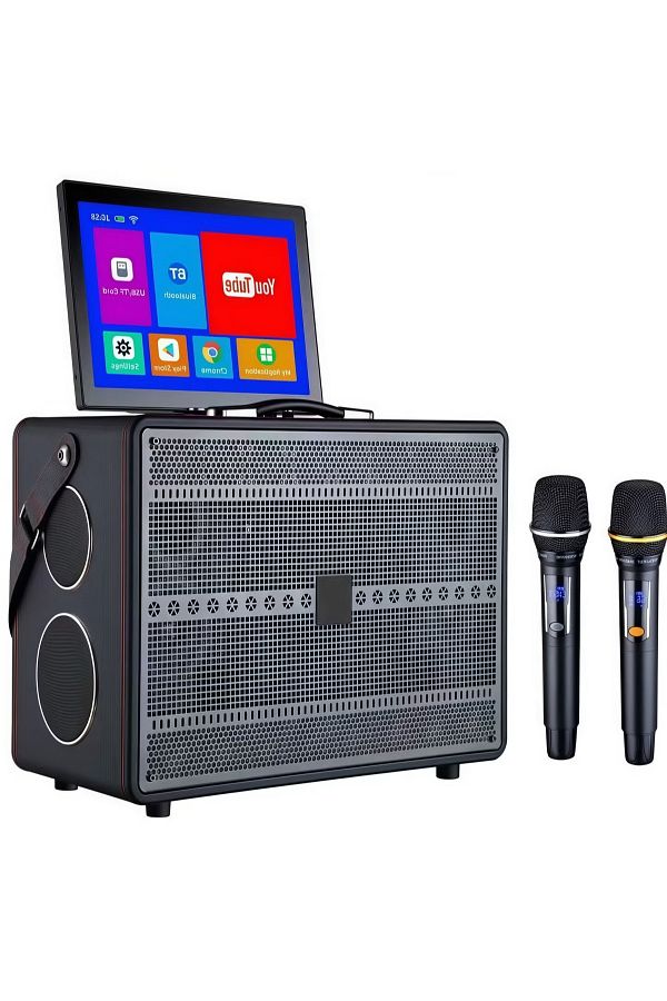 FlashHawk-Smart Karaoke Machine-with Lyrics Display and 2 Wireless Microphone, 600W Peak Power, 9000mAh Power 1