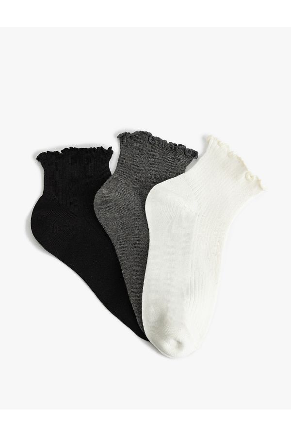 Koton-Set of 3 Booties Socks with Multicolored Ruffle Detail 1
