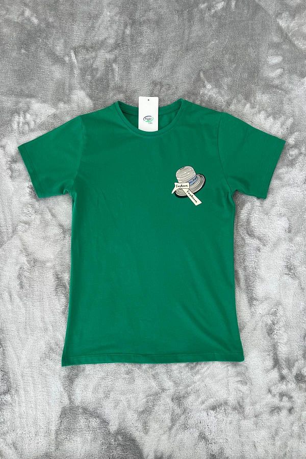 NEWKİDS-Printed 100% Cotton Combed Cotton Girls' T-Shirt 1