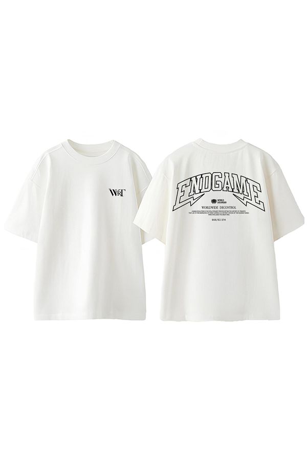 THEWERT-Μπλουζάκι End Game Design Back Printed Βαμβακερό λευκό oversize μπλουζάκι 1