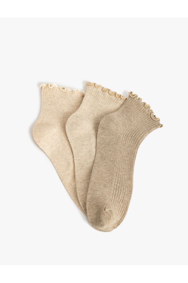 Koton-Set of 3 Booties Socks with Multicolored Ruffle Detail 1