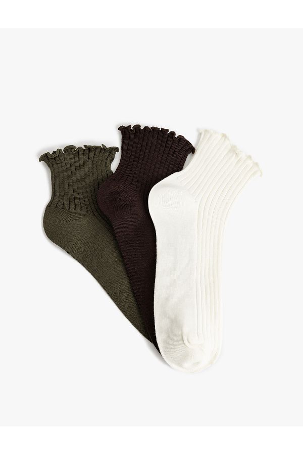 Koton-Set of 3 Booties Socks with Multicolored Ruffle Detail 1