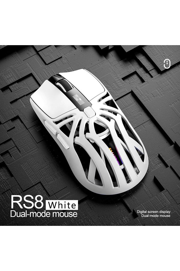 Choice-ماوس بلوتوث WHITE SMAILWOLF RS8 1000Hz، بدقة 10000 نقطة في البوصة، اتصال ثلاثي الأوضاع، لعبة ماكرو خفيفة الوزن 1