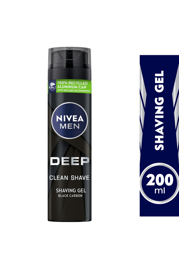 NIVEA-Men Shaving Gel Deep Clean Black Carbon 200 ml Smooth Shave, 200ml Tube 1