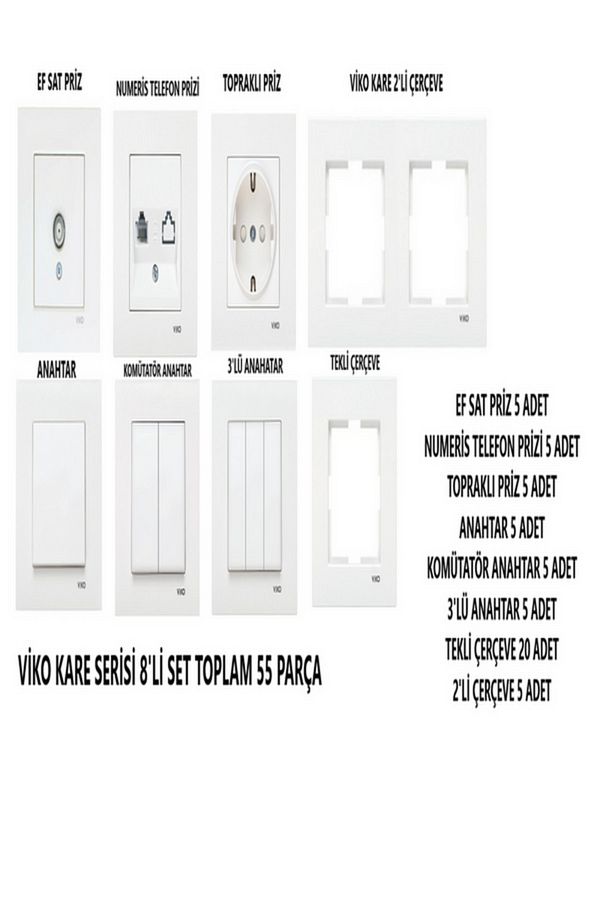 VİKO-Totunoğlu Electronic Efsat+Numeris Phone+Grounded Socket+Switch+Commutator+Switch with 3L+Frame 1