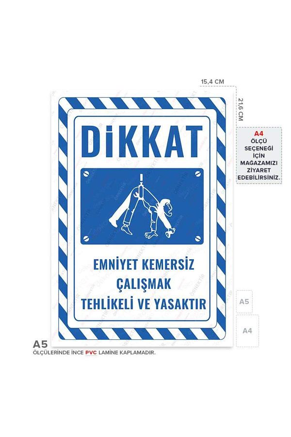 Posterya-Ul02837-A5 - Working Without a Seat Belt Is Dangerous and Prohibited Warning Sign (15,4×21,6cm) 1