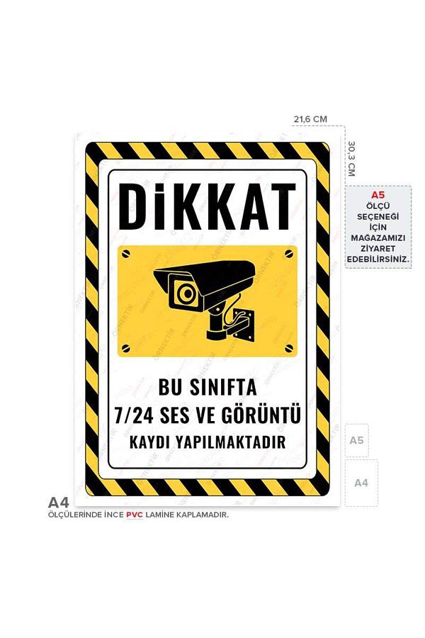 Posterya-Ul02482-A4 - This Class Is Recording Audio and Video 24/7 Warning Sign (21.6×30.3cm) 1