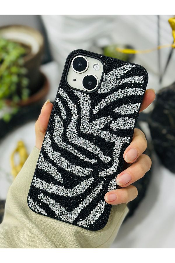 Go Aksesuar-حافظة سيليكون متوافقة مع هاتف Iphone 14 بتصميم ماسي مرصع بأحجار الراين اللامعة 1