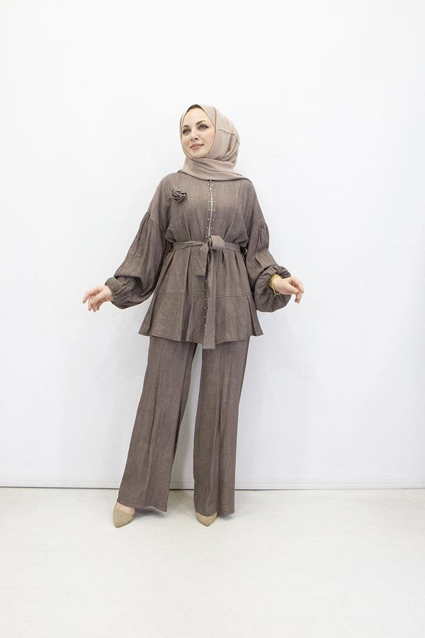 feray kaya-6005 Feray Kaya 6005 Strawberry Fabric Tunic Set 1