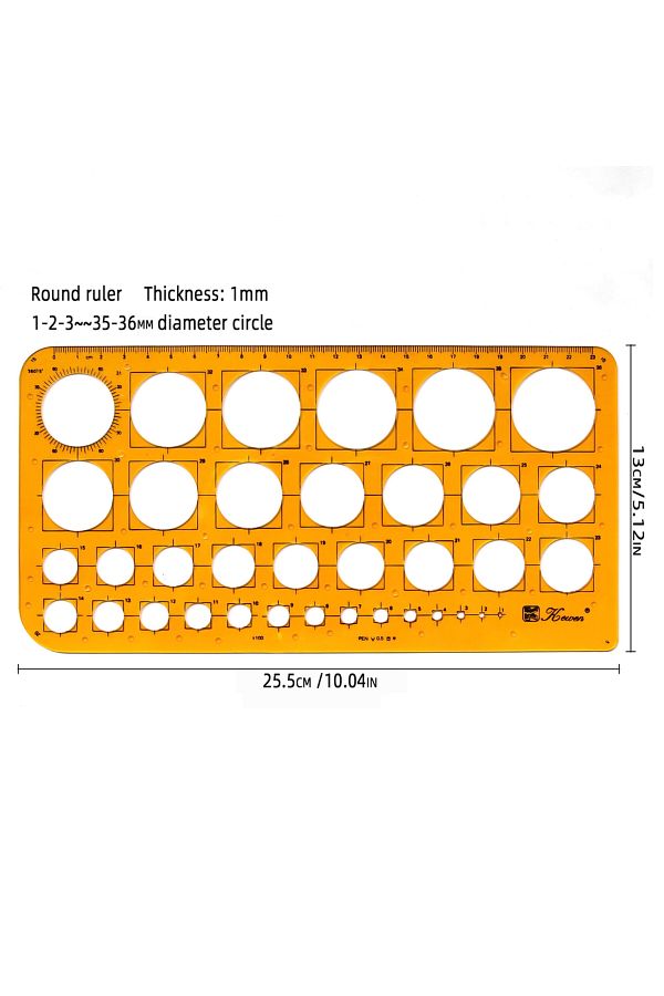 Choice-K-100 Circular Oval Ruler Durable K Resin Drawing Design Furniture Architect Template Drafting Ruler 1