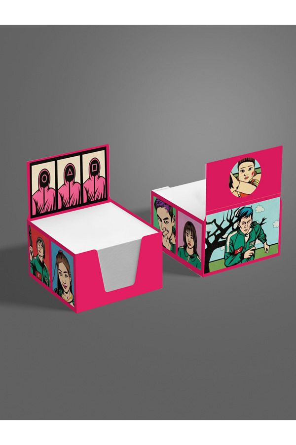 AYKUT OFSET-4Pcs,Squid Game Designed Cube Memo Pad,Boxed Block Note,Note Paper,Note Holder,Cube Note Paper 500, 8X8 1