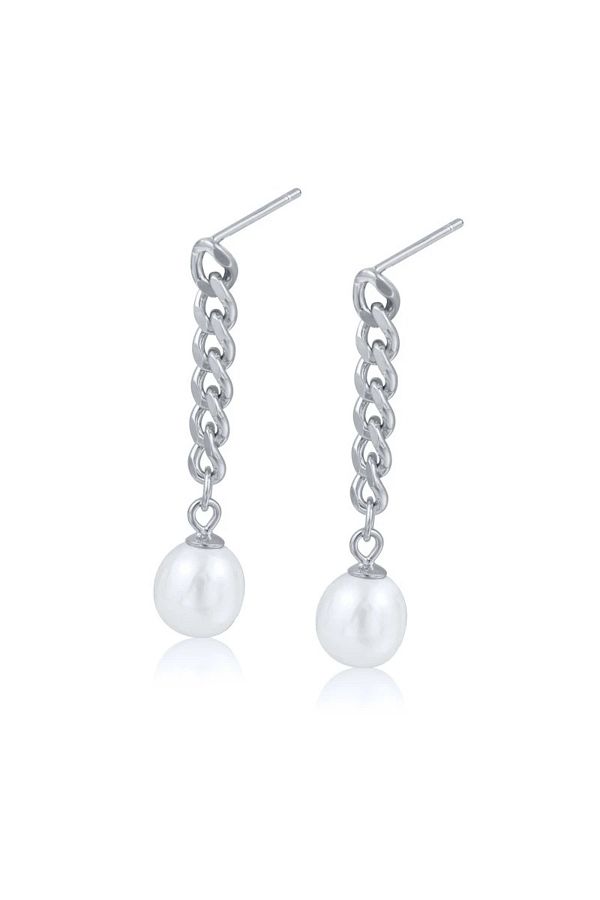 delis-Cercei Argint 925, Jw1106, Model Elegant Cu Perla, Placati Cu Rodiu 1
