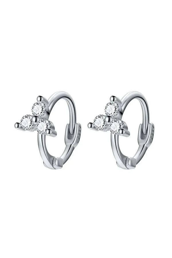 delis-925 Silver Earrings, Jw943, Flower Pattern, Rhodium Plated 1