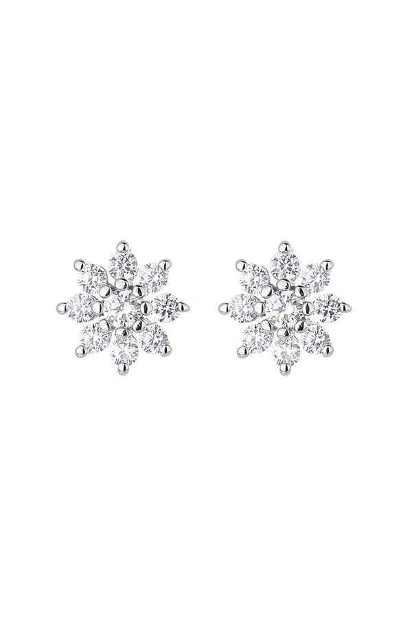 delis-Cercei Stud Floare din Argint 925, cu Zirconiu, Placati cu Rodiu, Bijuterii Florale 1