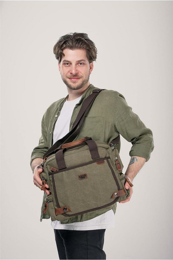 ÇÇS-31352 Model Canvas Briefcase with Shoulder Strap 1