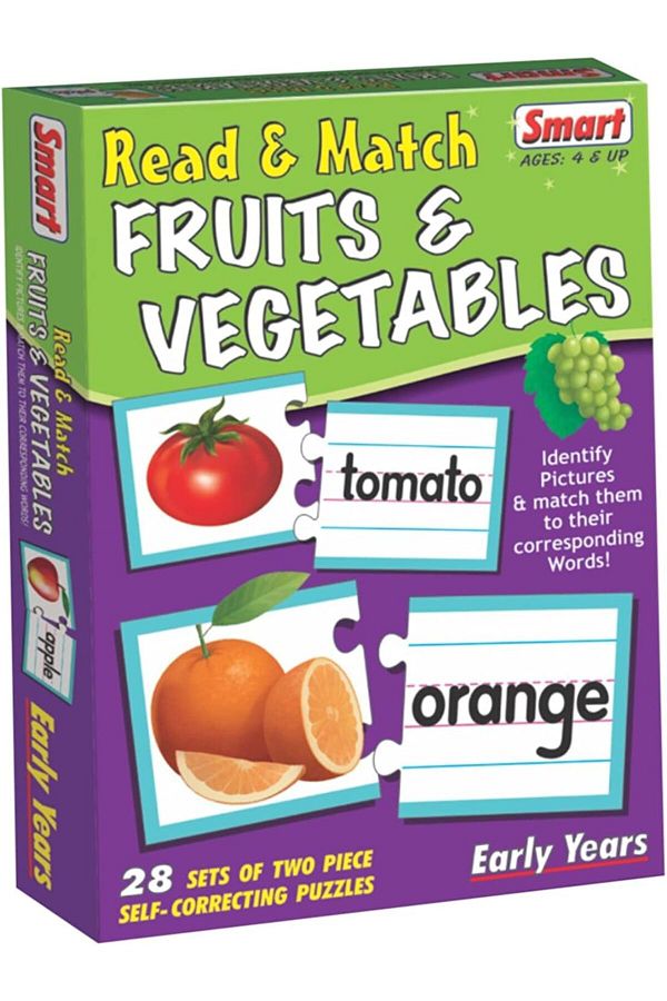 Smart-- Read and Match Fruits and Vegetables Puzzle (Multi-Color, 28 Pieces) 1