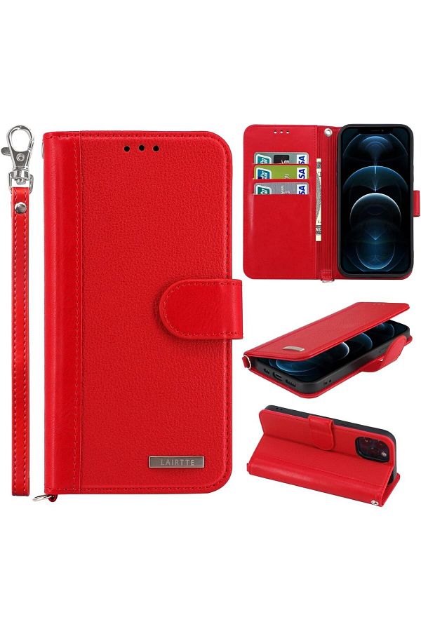 Wiko-Husă de protecție cu rabat pentru Wiko T10 5G Lairtte, piele PU/TPU, roșu, 6,5 inchi 1
