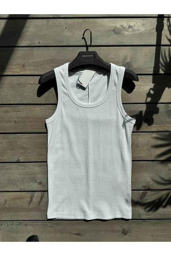 BYBASICMAN-White Basic Ribbed Undershirt Jj-213 1
