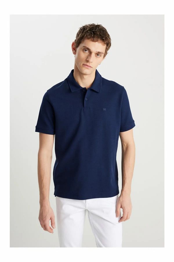 WRANGLER-Men's Navy Blue Wrangler Men's Regular Fit Polo T-Shirt Polo T-Shirt W 2510720410 -Navy 1