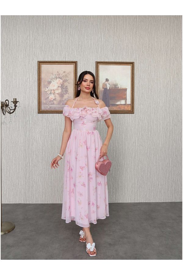 ESRAHELVACI-Romantic Dress with Shoulder Ruffles 1