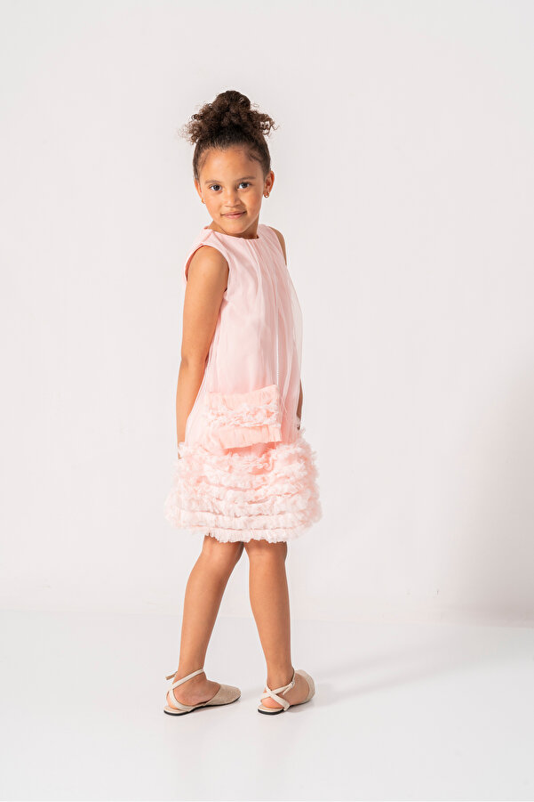 YUSALİ Yakadan Büzgülü Tüllü Çantali Abi̇ye/ Özel Gün /doğum Günü/parti̇ Elbi̇sesi̇