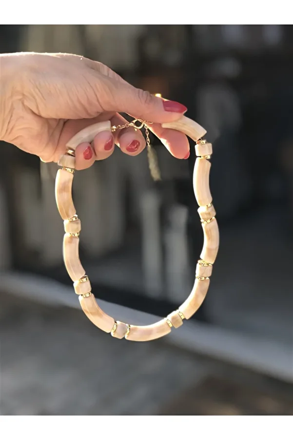 Gözde Tasarım Butik-Women's Natural Imported Bone Necklace 1