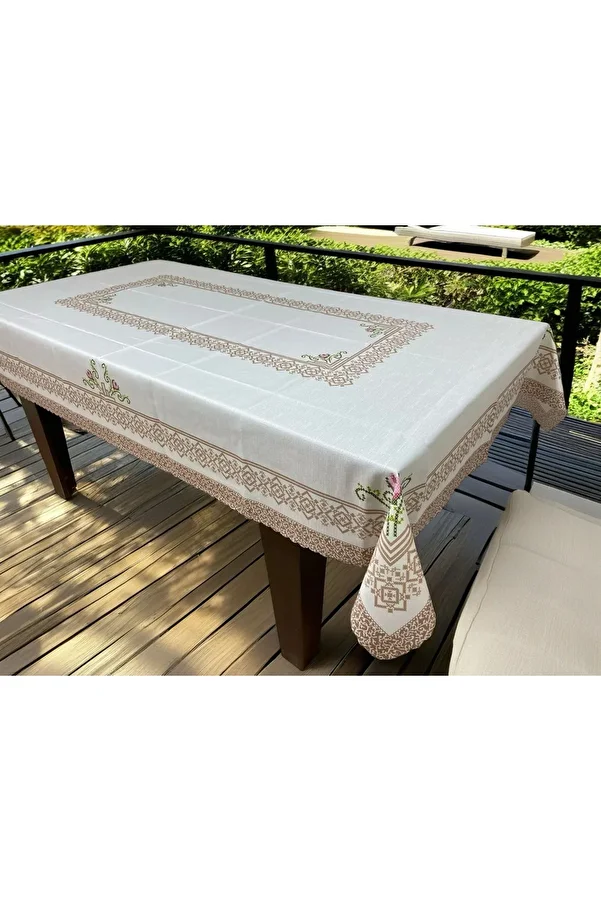 Sfr Home by FİSKOS-Burning Rug Striped Printed Dining Table Cover 1