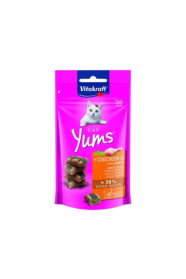 Vitakraft-Vitakraft Cat Yums Chicken & Catnip Cat Treat - 40g 1