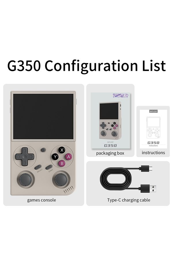 Choice-Gray BATLEXP G350 Retro Handheld Game Console Linux 64-bit System 3.5" IPS Screen RK3326 Portable Po 1