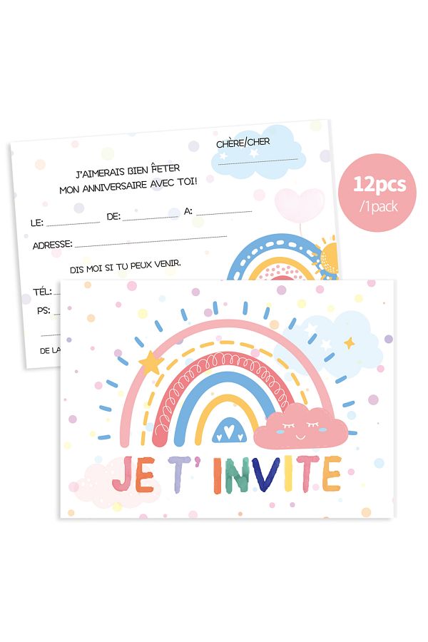 Choice-12pcs 12pcs Cards 5.91X4.25in, Colorful Birthday Invitations - Initiation Party Birthday Invitations 1