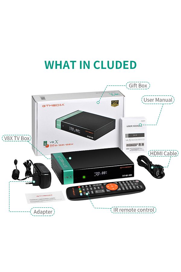 Choice-EU Plug V8 X GTMEDIA V8X Satellite Receiver DVB-S/S2/S2X 1080P HEVC H.265 10bit TV Decoder MARS/ECAM 1