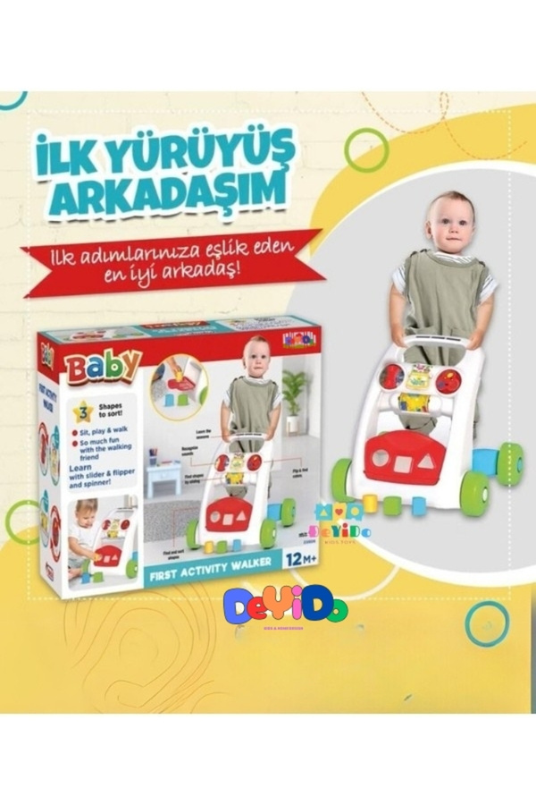 DeYiDo İlk Adım Arabası Yürüyüş Arkadaşım Tekerlekli Yürüteç Araba Bultaklı Bebek Yürüme Yardımcısı