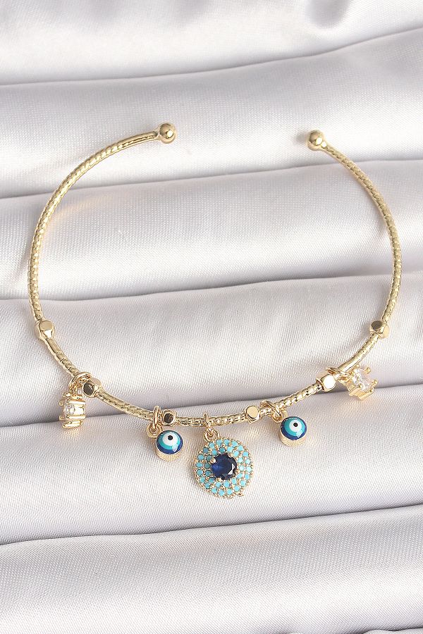 Skygo-Zircon Stone Field Orange Evil Eye Bead Chihrak Women's Bracelet 1