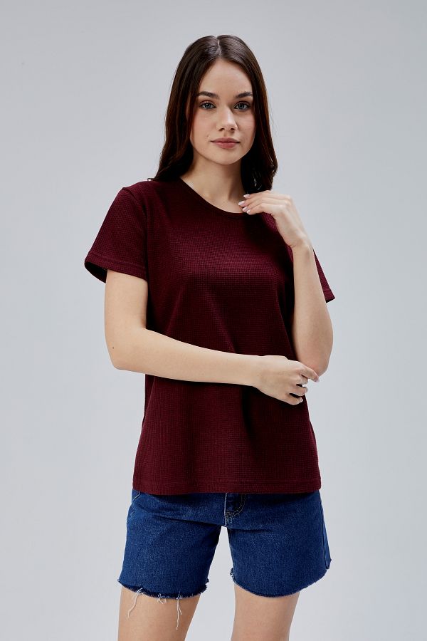 M MOONCOVER-Women's Basic Textured T-Shirt 1