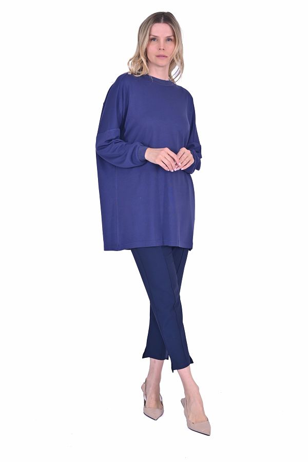 Invee-Invee 6977 Cotton Tunic - Indigo 1
