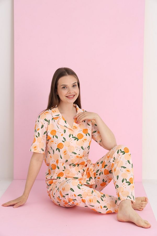 ELİTOL-Combed Buttoned Pajama Set 1