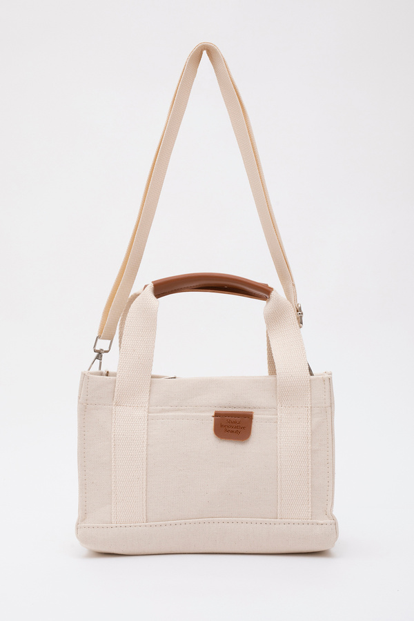 Shaka Krem Shk138 2 Bölmeli Kanvas Kumaş Ayarlanabilir Askılı Fermuarlı El, Kol ve Omuz Çantası