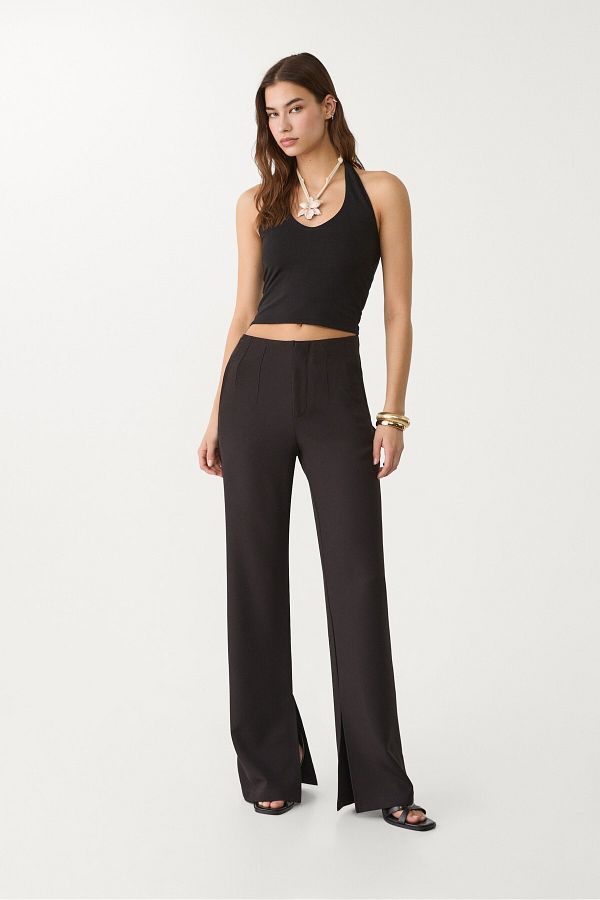 Stradivarius-Smart flared trousers with slit 1