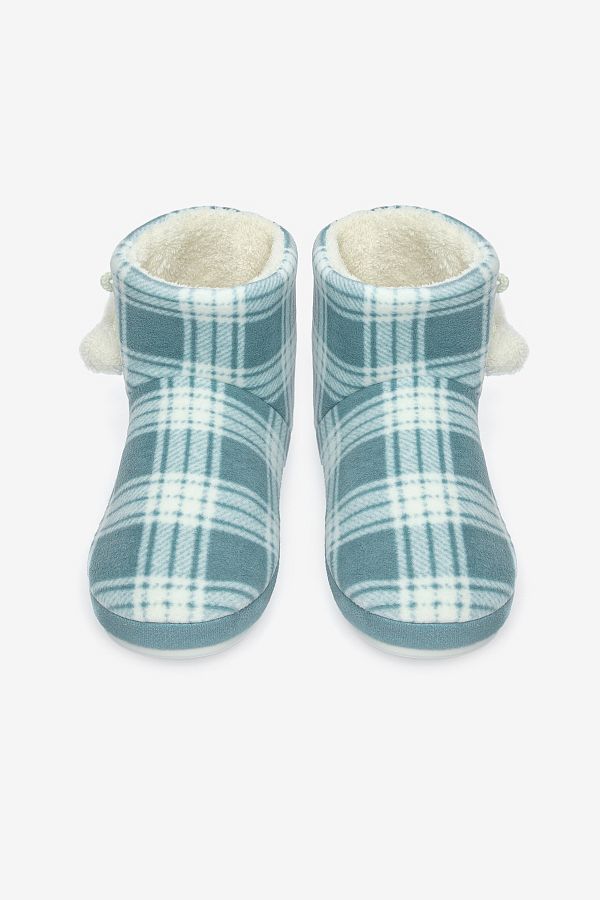 Penti-Checked Light Green Home Boots 1