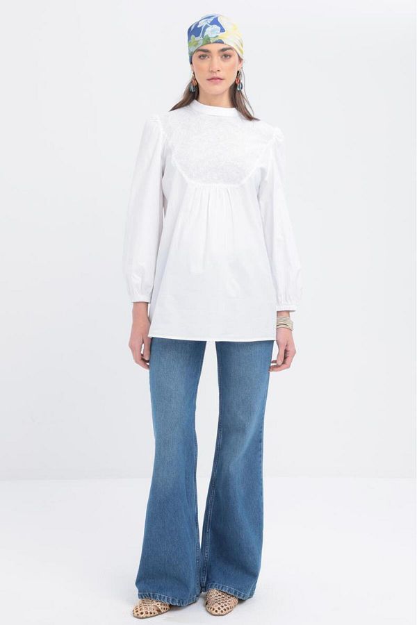 ALLDAY-Scallop Garnished Handle Elastic Poplin Tunic X50249A0 1